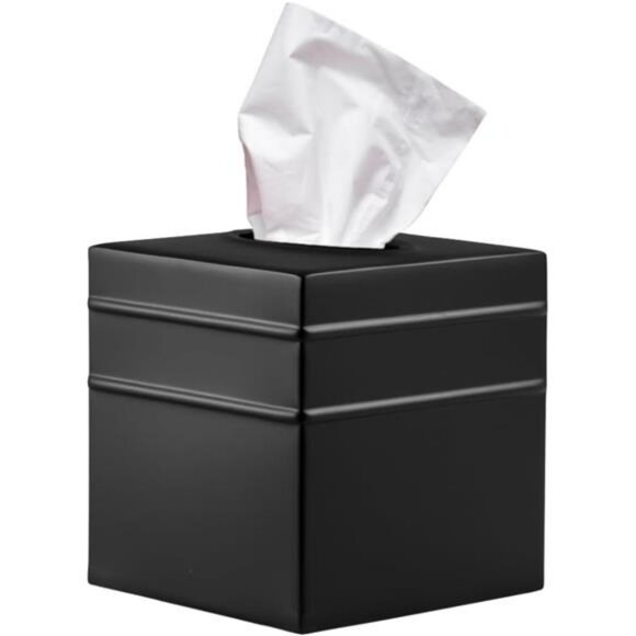 Matte black metal square tissue box cover decorative tissue holder for bathroom - Picture 1 of 8